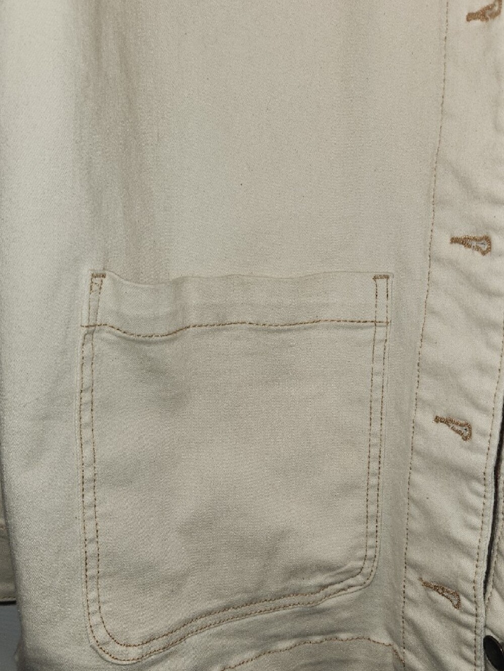 Well Worn Cream Jean Jacket - Utility Style - Picture 4 of 7